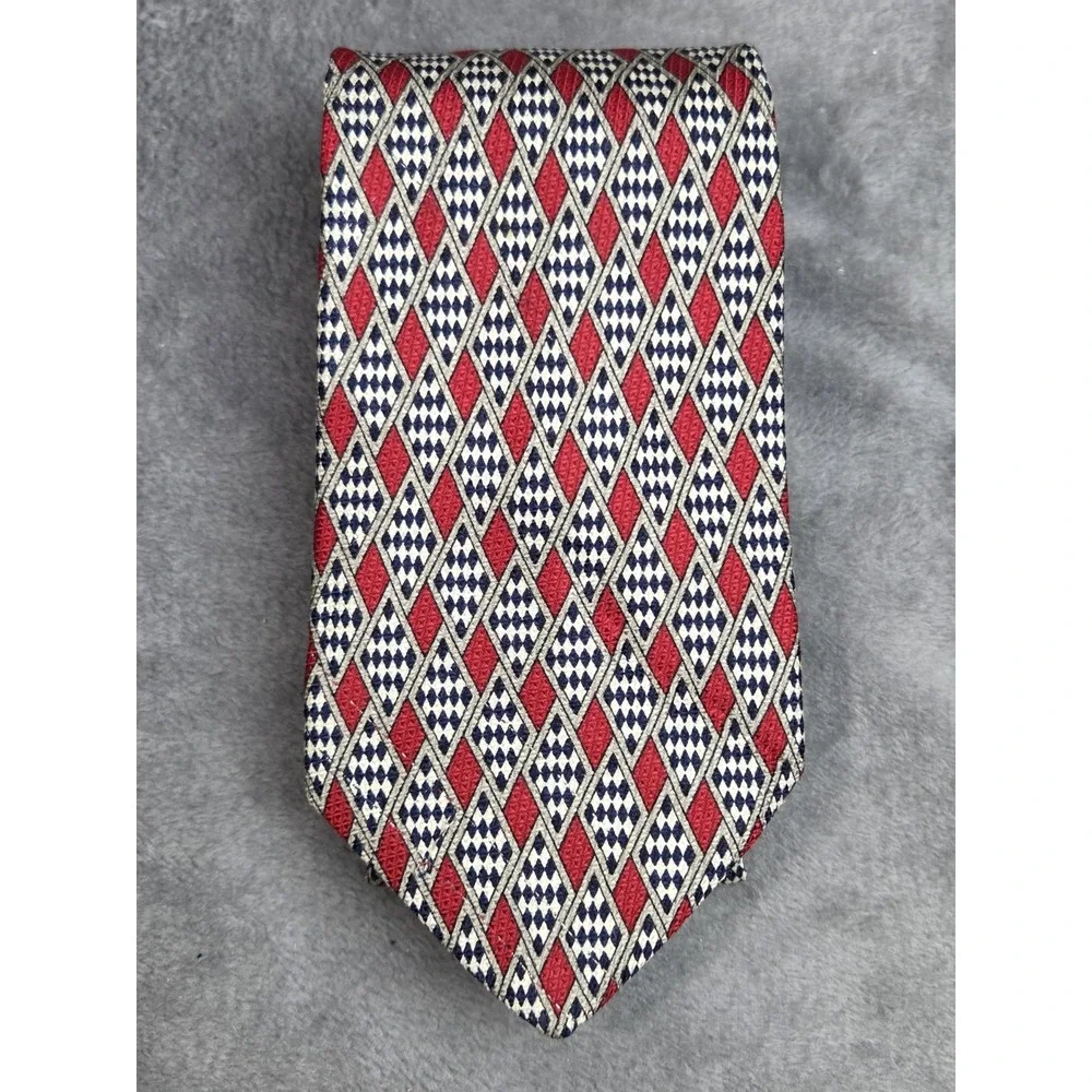 Joseph Jos. A. Bank Premier Collection Silk Tie‎ Retro Mod Geometric Red Diamond